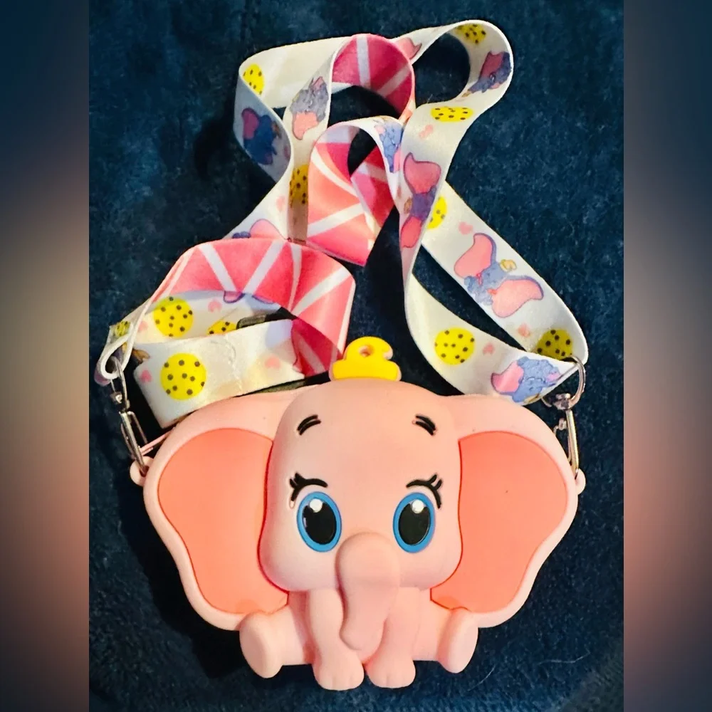 Pink Dumbo Elephant Like Kids Silcone Small Crossbody Bag